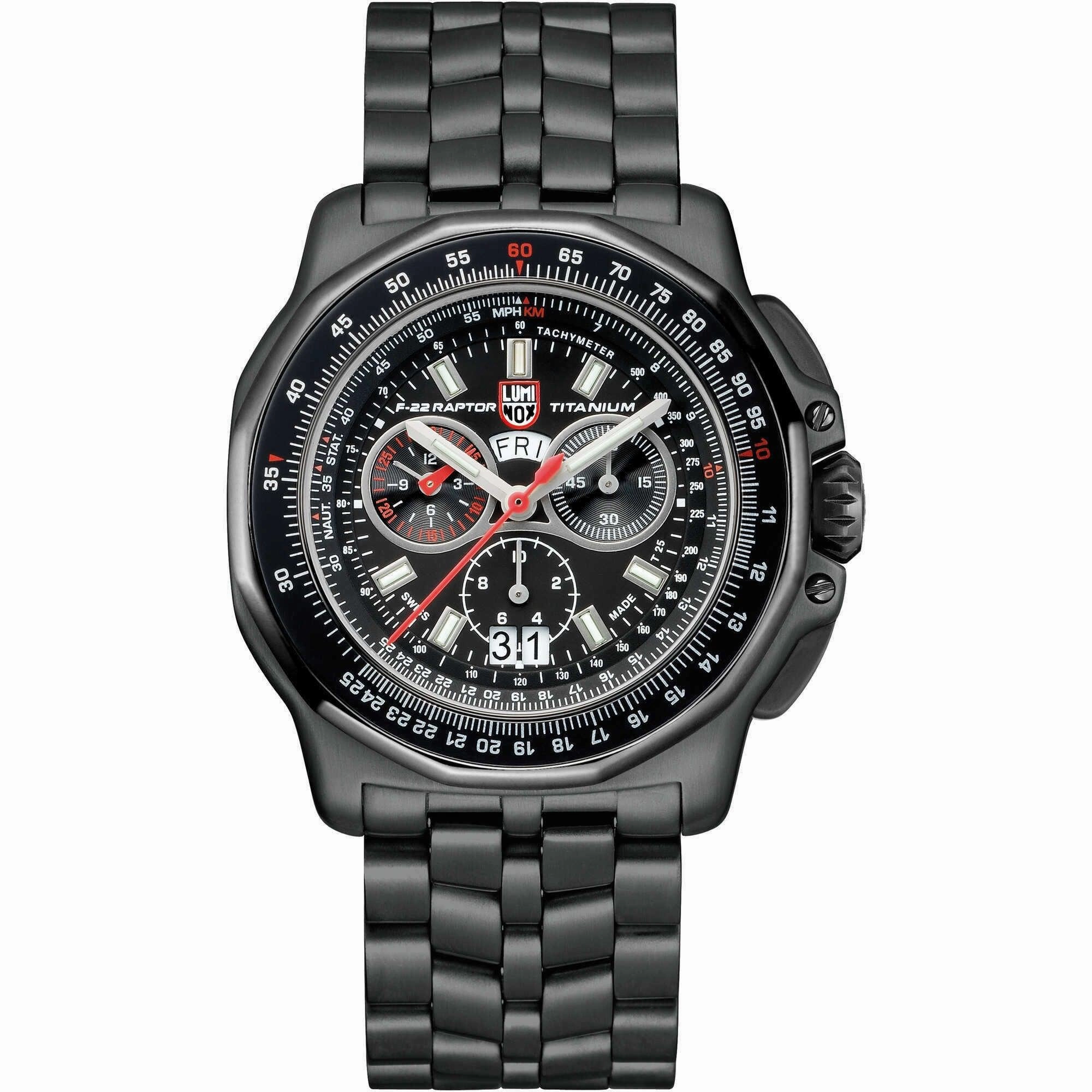 Luminox Men's Watch - F-22 Raptor Black Dial Titanium Bracelet Day-Date | XA.9272
