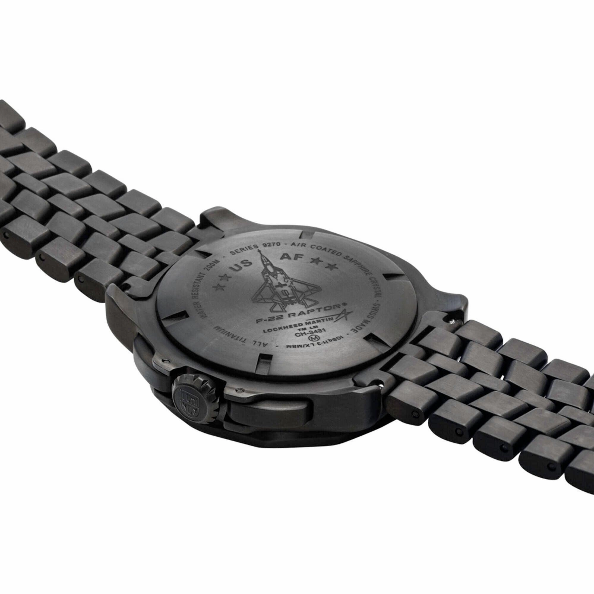 Luminox Men's Watch - F-22 Raptor Black Dial Titanium Bracelet Day-Date | XA.9272