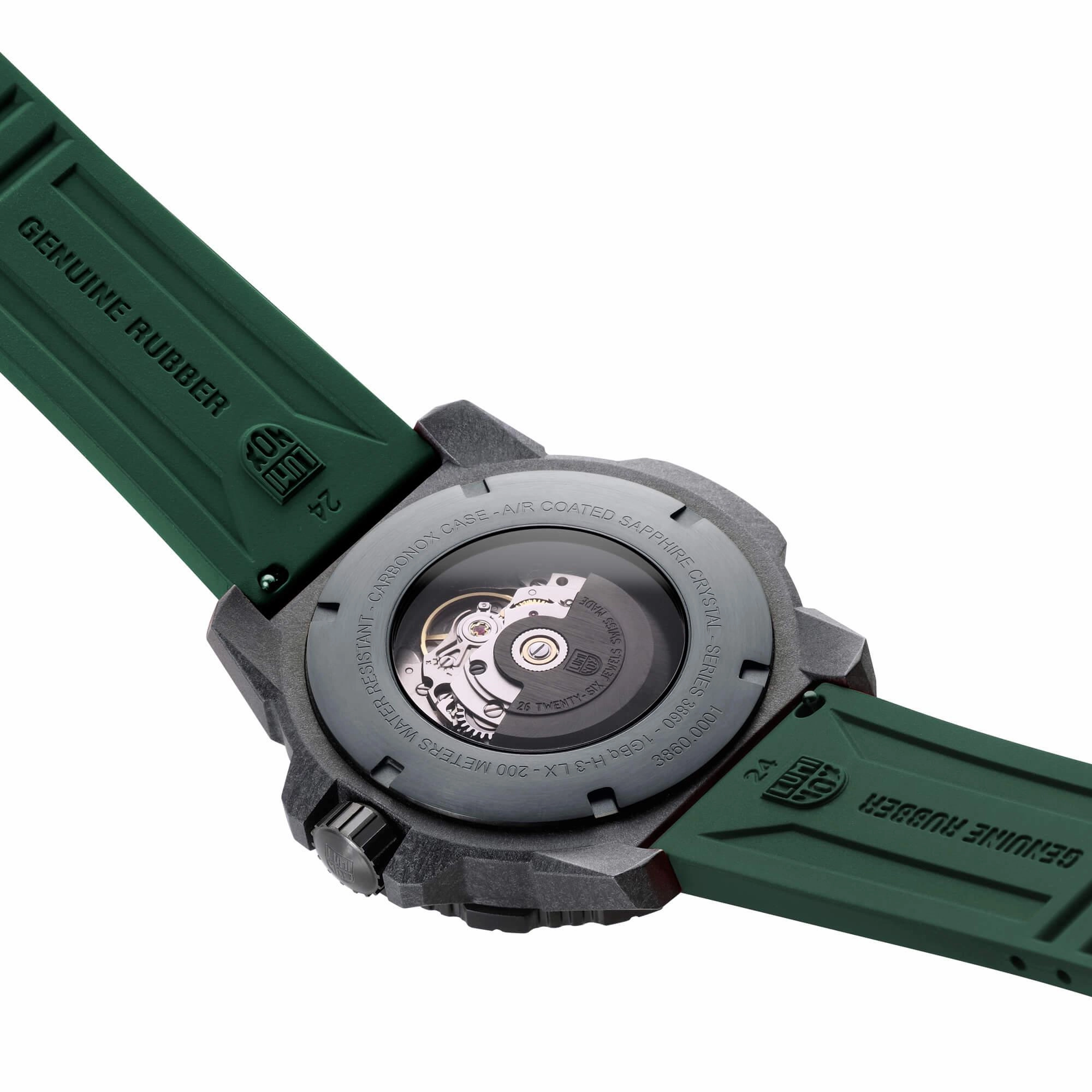 Luminox Men's Watch - Master Carbon Seal Automatic Black Dial Green Strap | XS.3877
