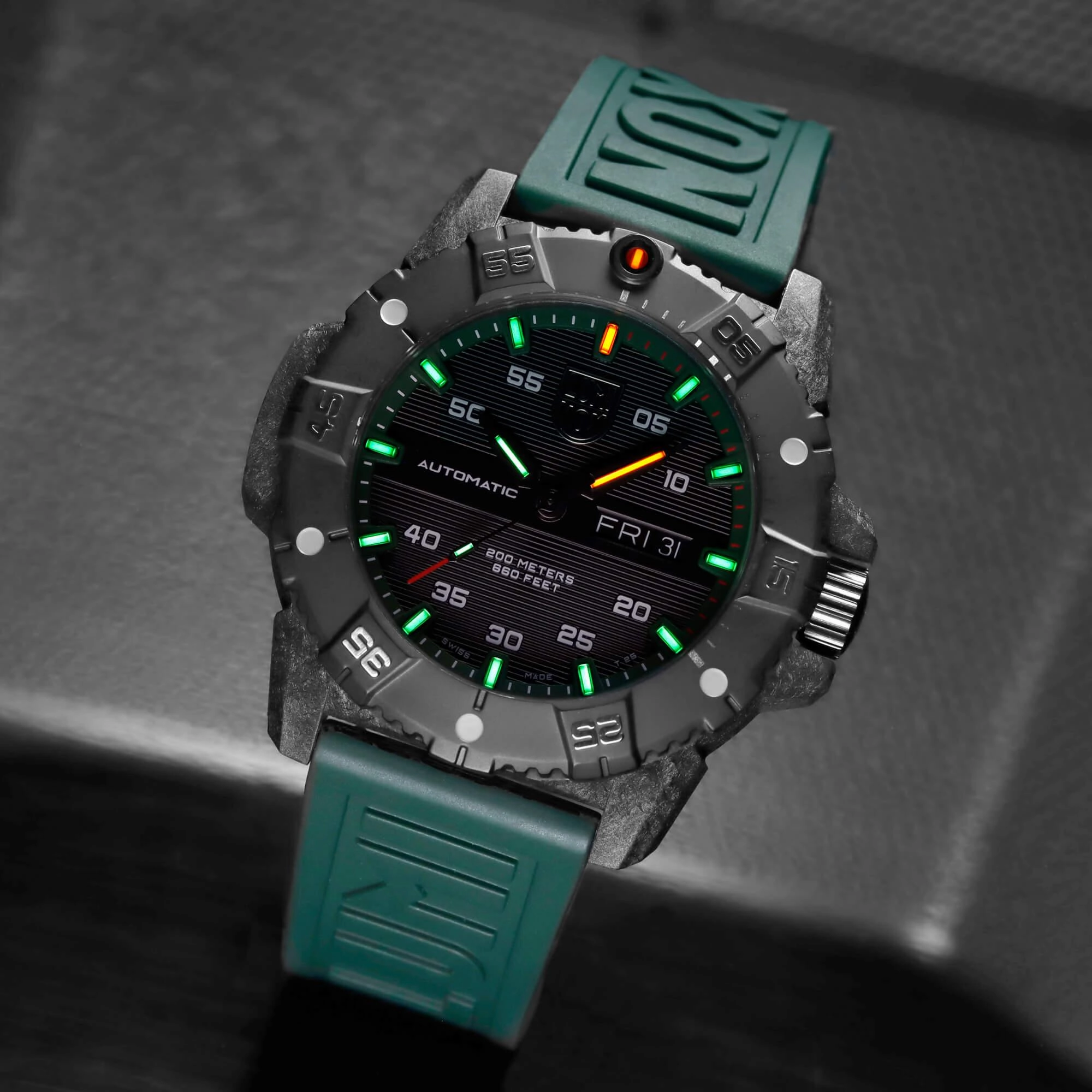 Luminox Men's Watch - Master Carbon Seal Automatic Black Dial Green Strap | XS.3877