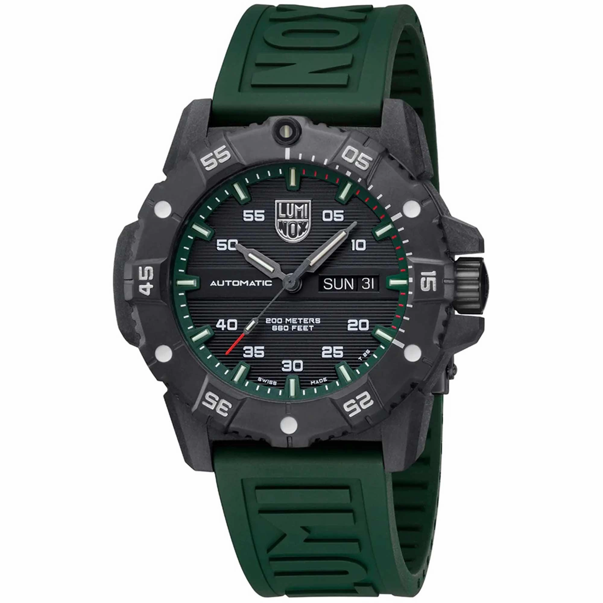 Luminox Men's Watch - Master Carbon Seal Automatic Black Dial Green Strap | XS.3877