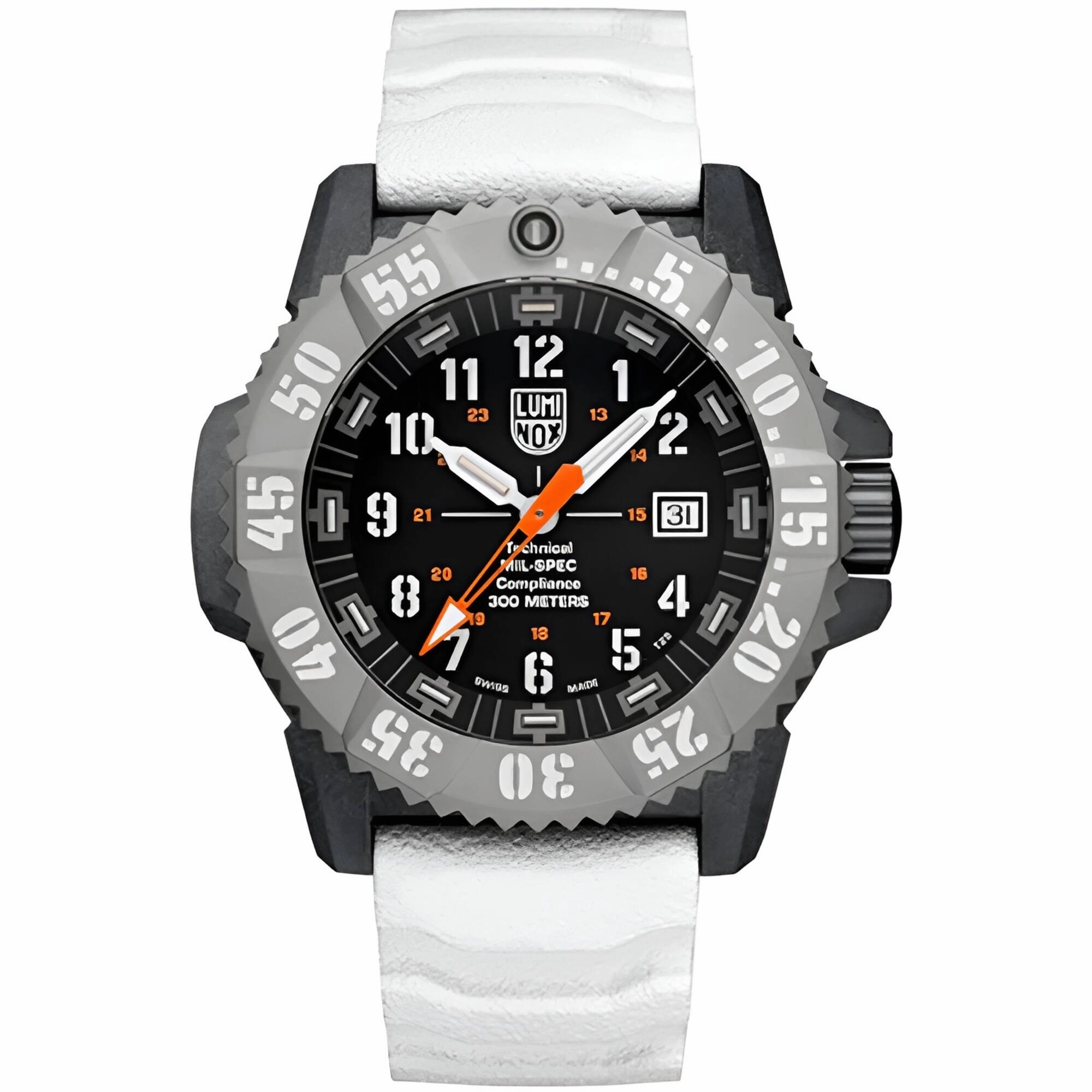 Luminox Men's Watch - Mil-Spec Quartz Black Dial White Rubber Strap | XL.3359.SET
