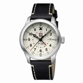 Luminox Men's Watch - P-38 Lightning Date Display Black Leather Strap | XA.9527