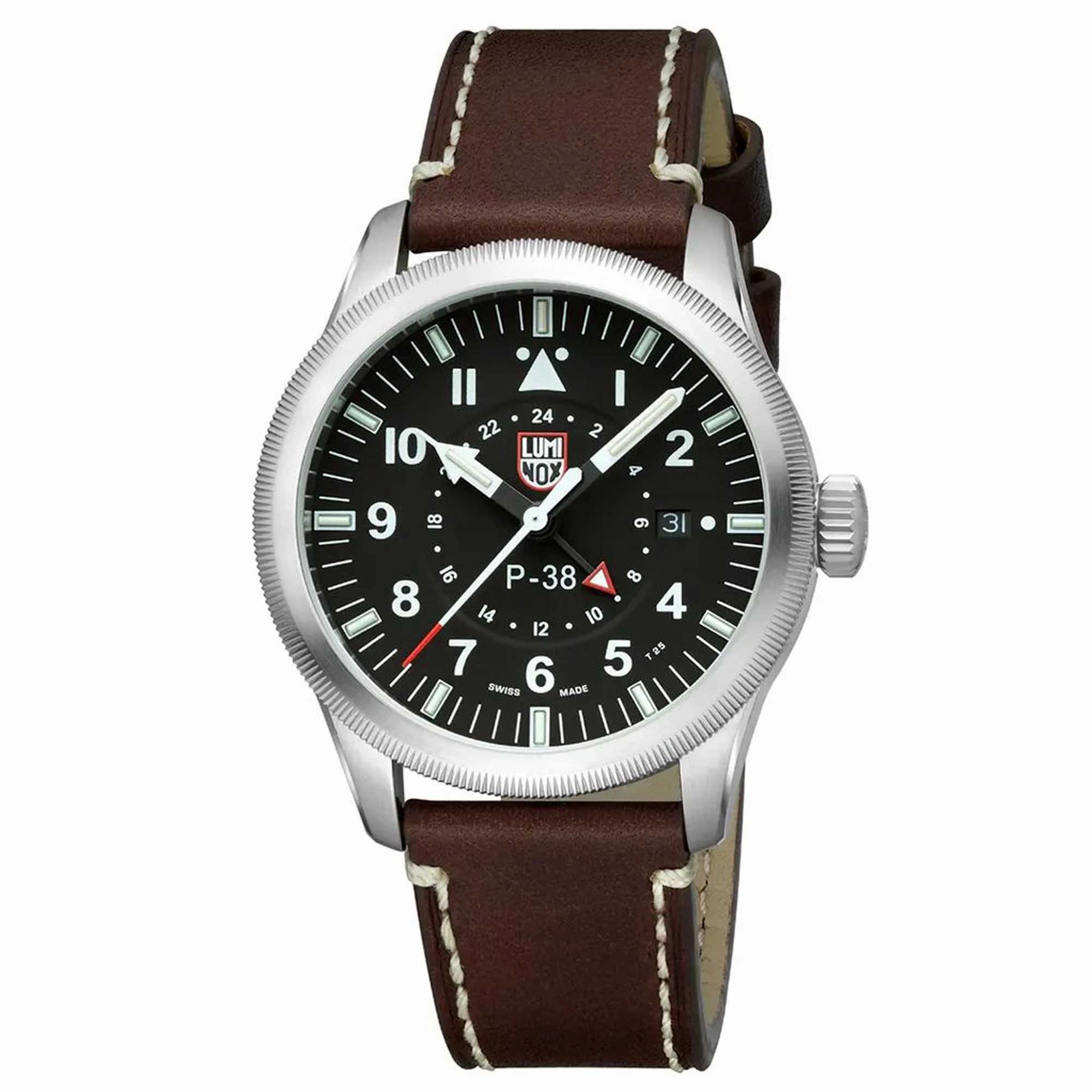 Luminox Men's Watch - P-38 Lightning Date Display Brown Leather Strap | XA.9521