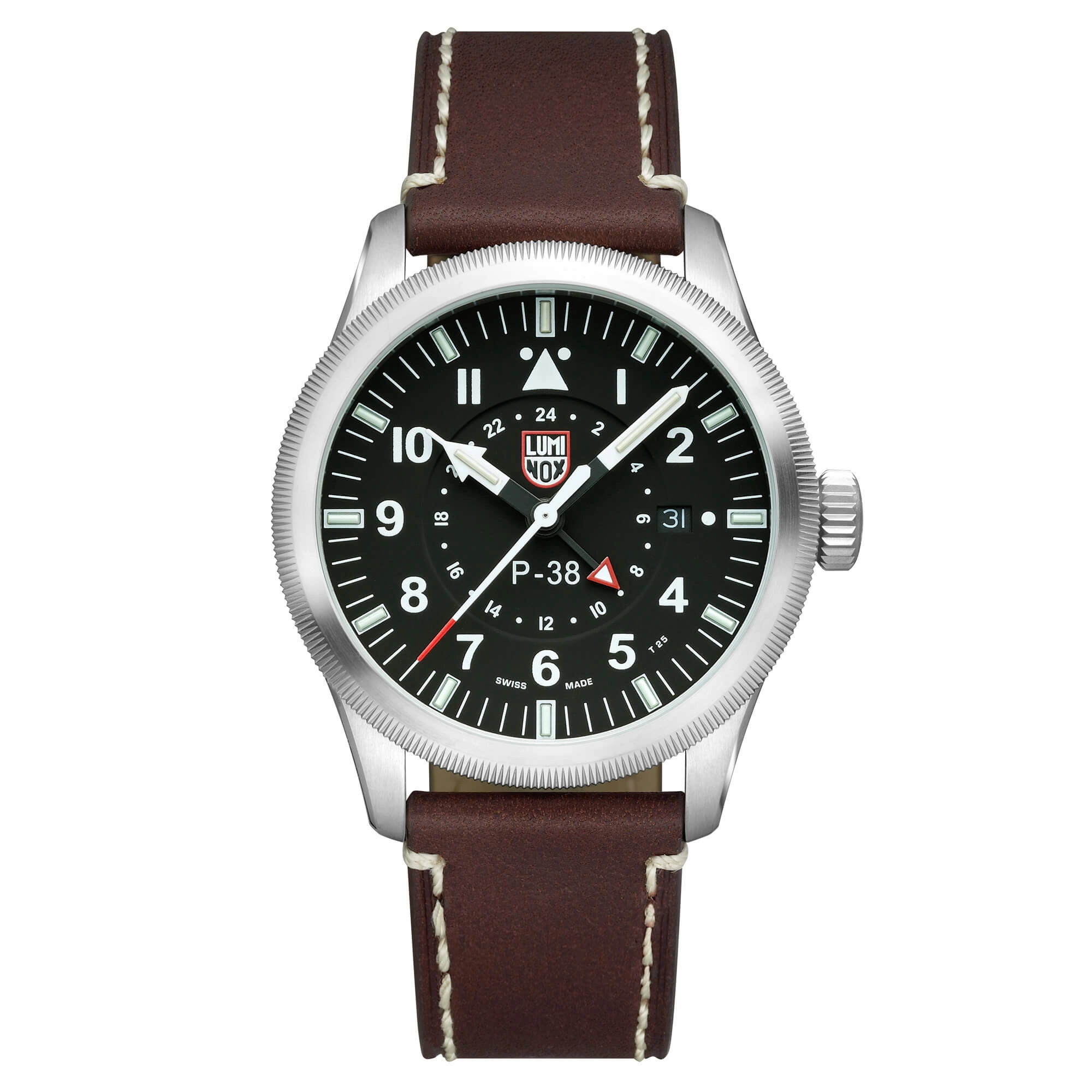 Luminox Men's Watch - P-38 Lightning Date Display Brown Leather Strap | XA.9521