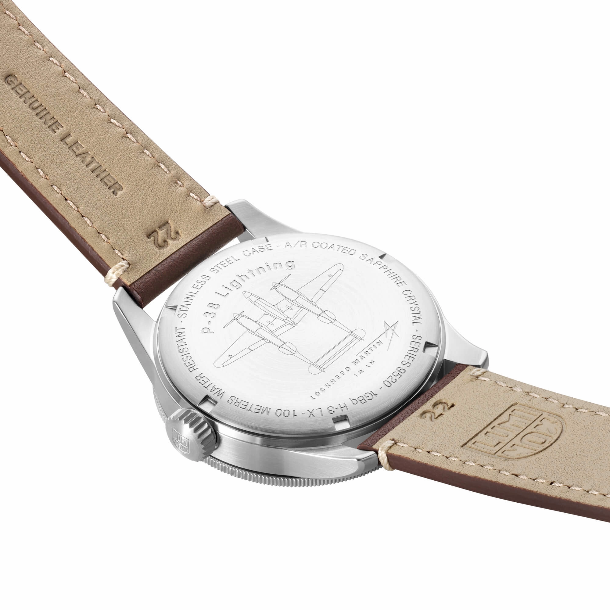Luminox Men's Watch - P-38 Lightning Date Display Brown Leather Strap | XA.9521