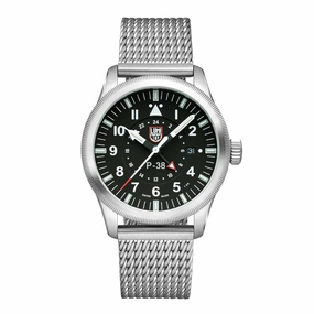 Luminox Men's Watch - P-38 Lightning Date Display Silver Mesh Bracelet | XA.9522