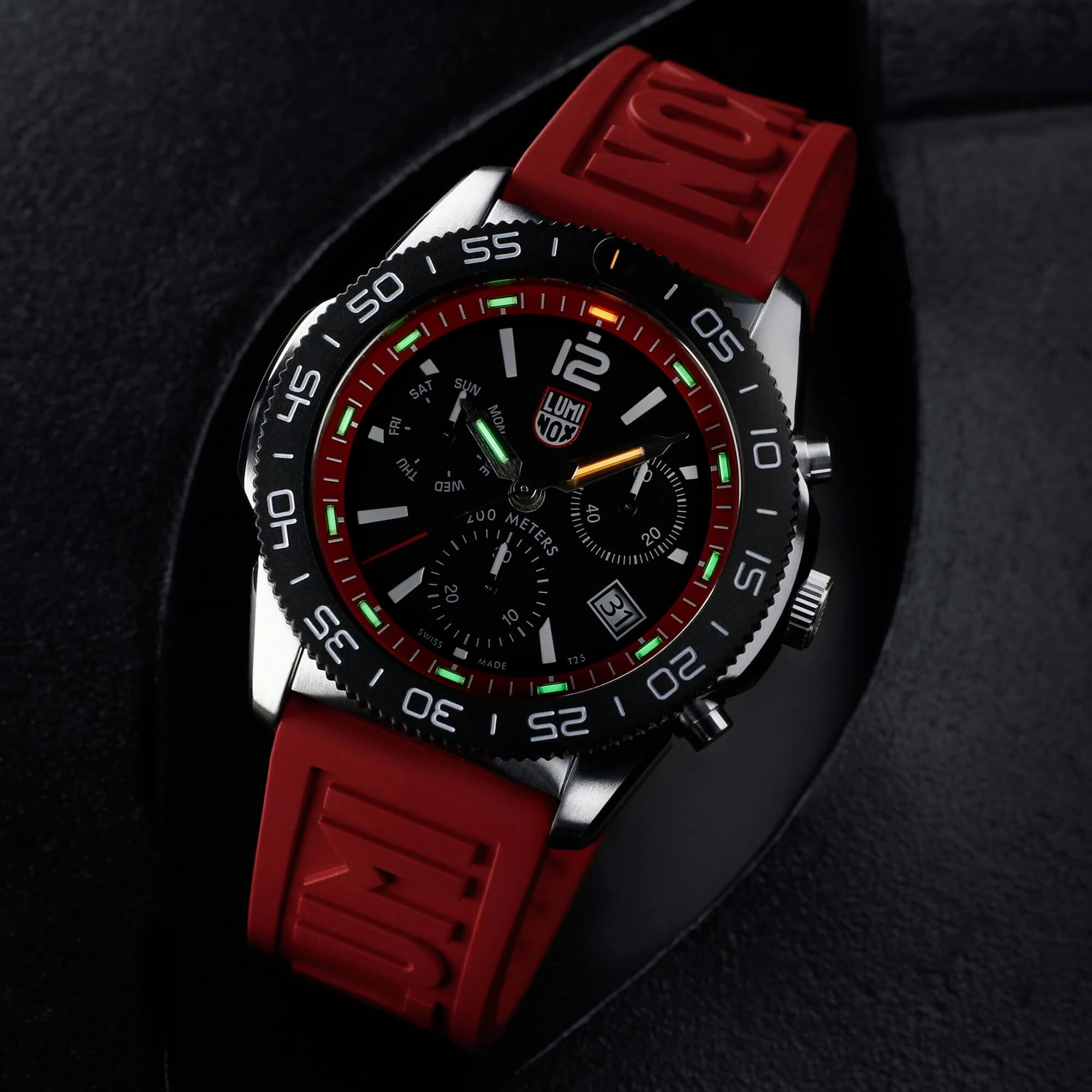 Luminox Men's Watch - Pacific Diver Swiss Quartz Chrono Red Rubber Strap | XS.3155