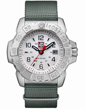Luminox Navy Seal Steel Mens - Stainless Steel - Date - Grey Webbing Strap -200