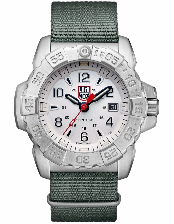 Luminox Navy Seal Steel Mens - Stainless Steel - Date - Grey Webbing Strap -200
