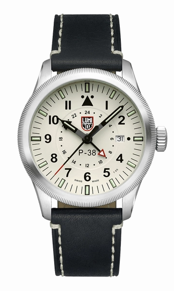 Luminox P38 Lightning Pilot Black Leather Strap Men's Watch XA.9527