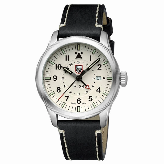Luminox P38 Lightning Pilot Black Leather Strap Men's Watch XA.9527