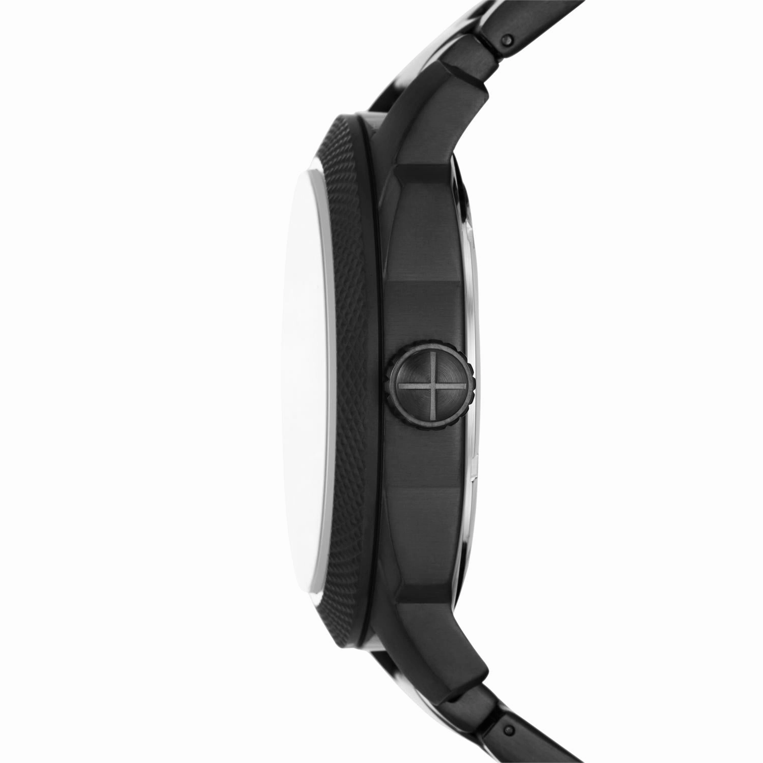 Machine Three-Hand Date Black Stainless Steel Watch