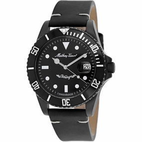 Mathey Tissot Men's Watch - Mathy Vintage Automatic Black Dial Leather Strap | H901BZN