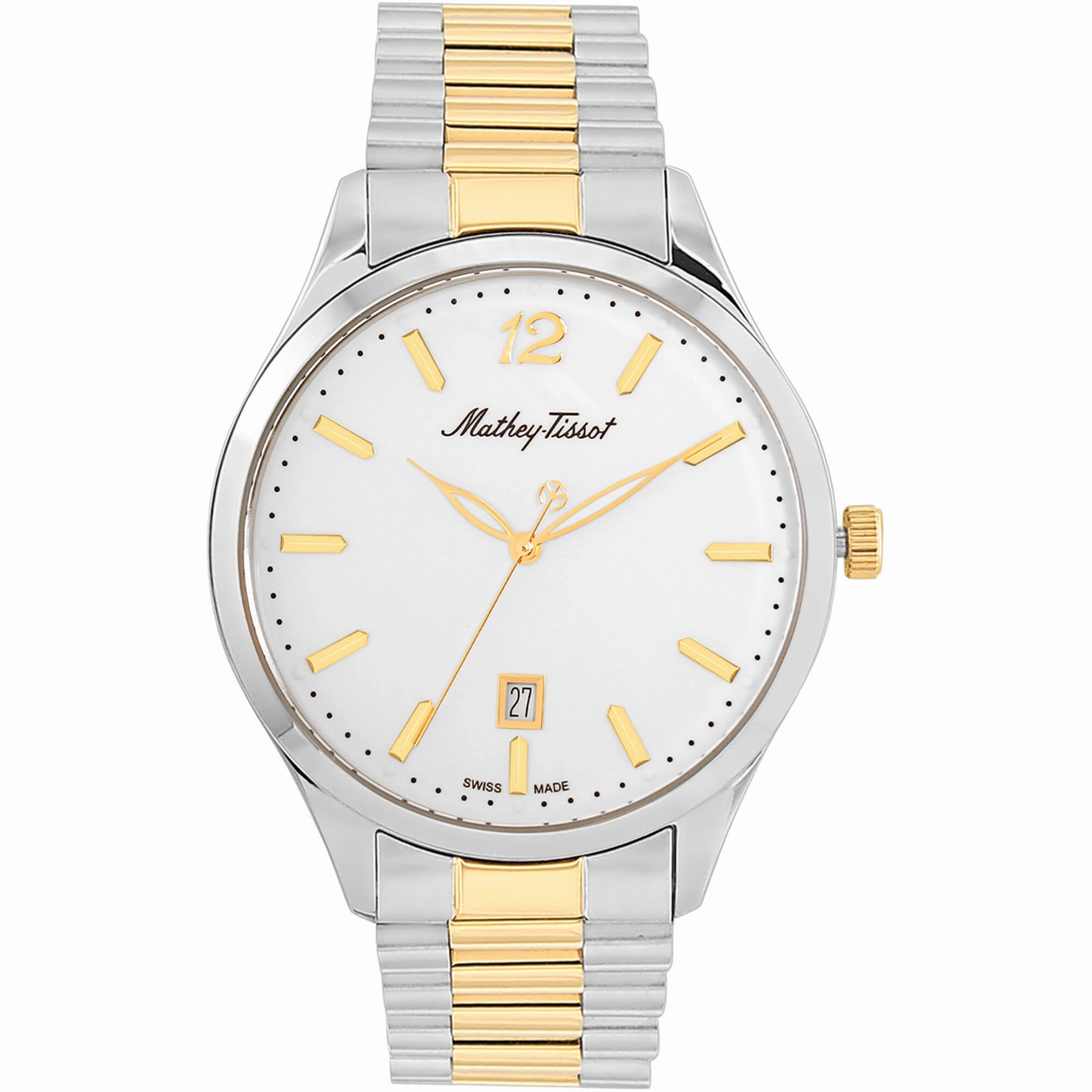 Mathey Tissot Men's Watch - Urban Quartz White Dial Two Tone Steel Bracelet H411MBI