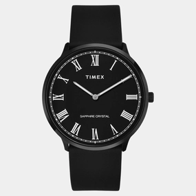 Men Quartz Black Dial Analog Leather Watch TWEG22105