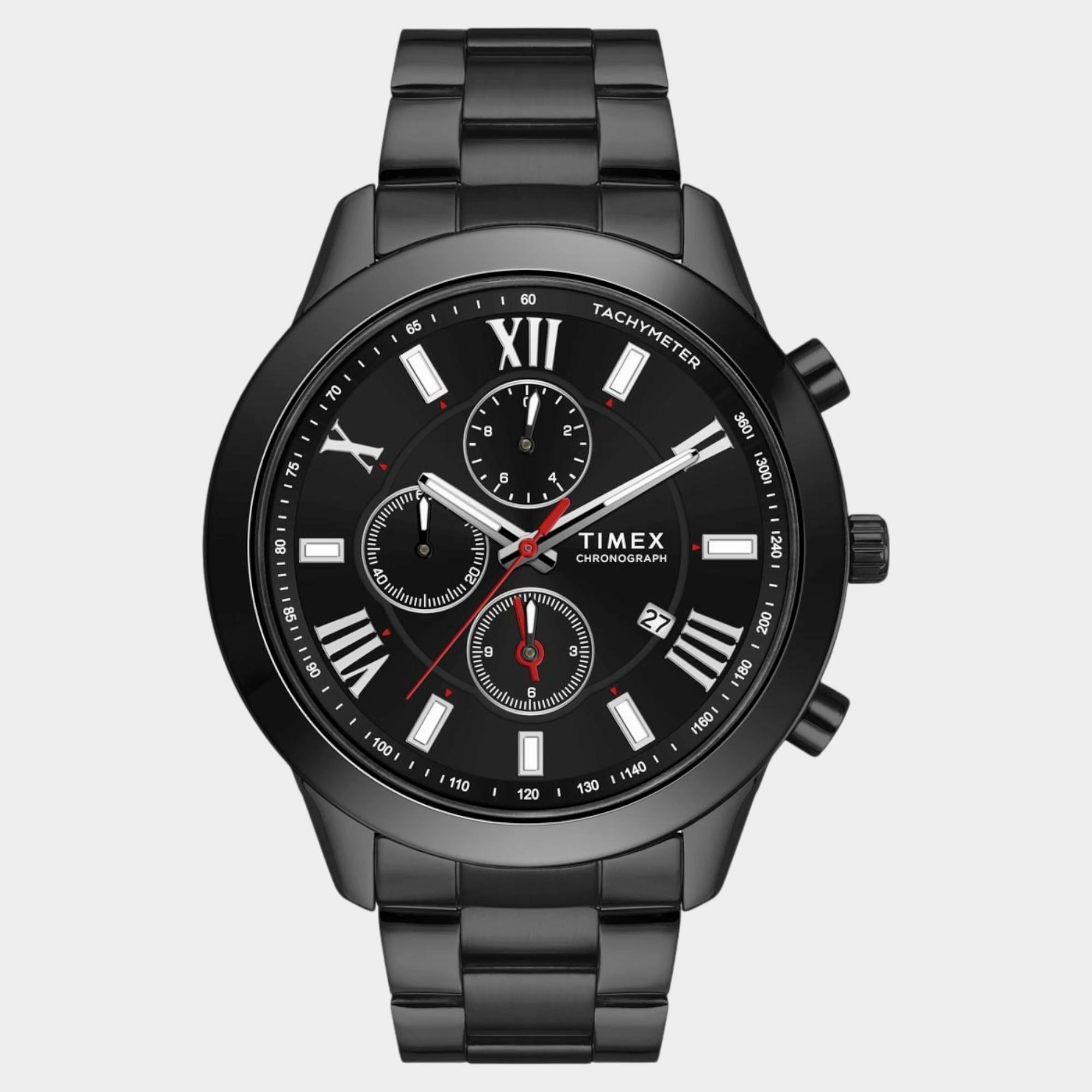 Men Quartz Black Dial Chronograph Stainless Steel Watch TWEG18518