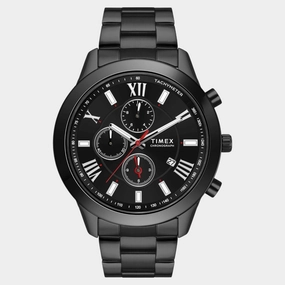 Men Quartz Black Dial Chronograph Stainless Steel Watch TWEG18518
