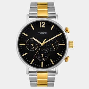 Men Quartz Black Dial Multi-Function Stainless Steel Watch TWEG20027