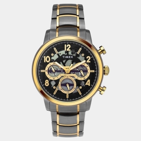 Men Quartz Black Dial Multi-Function Stainless Steel Watch TWEG20208