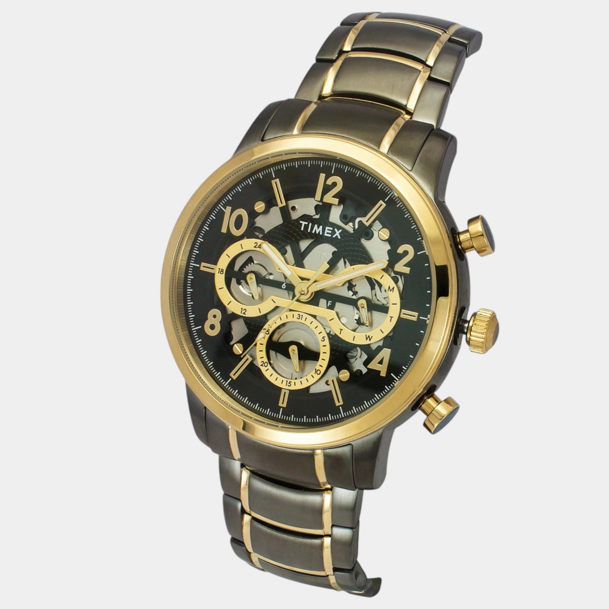Men Quartz Black Dial Multi-Function Stainless Steel Watch TWEG20208