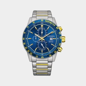Men Quartz Blue Dial Chronograph Stainless Steel Watch AN3684-59L