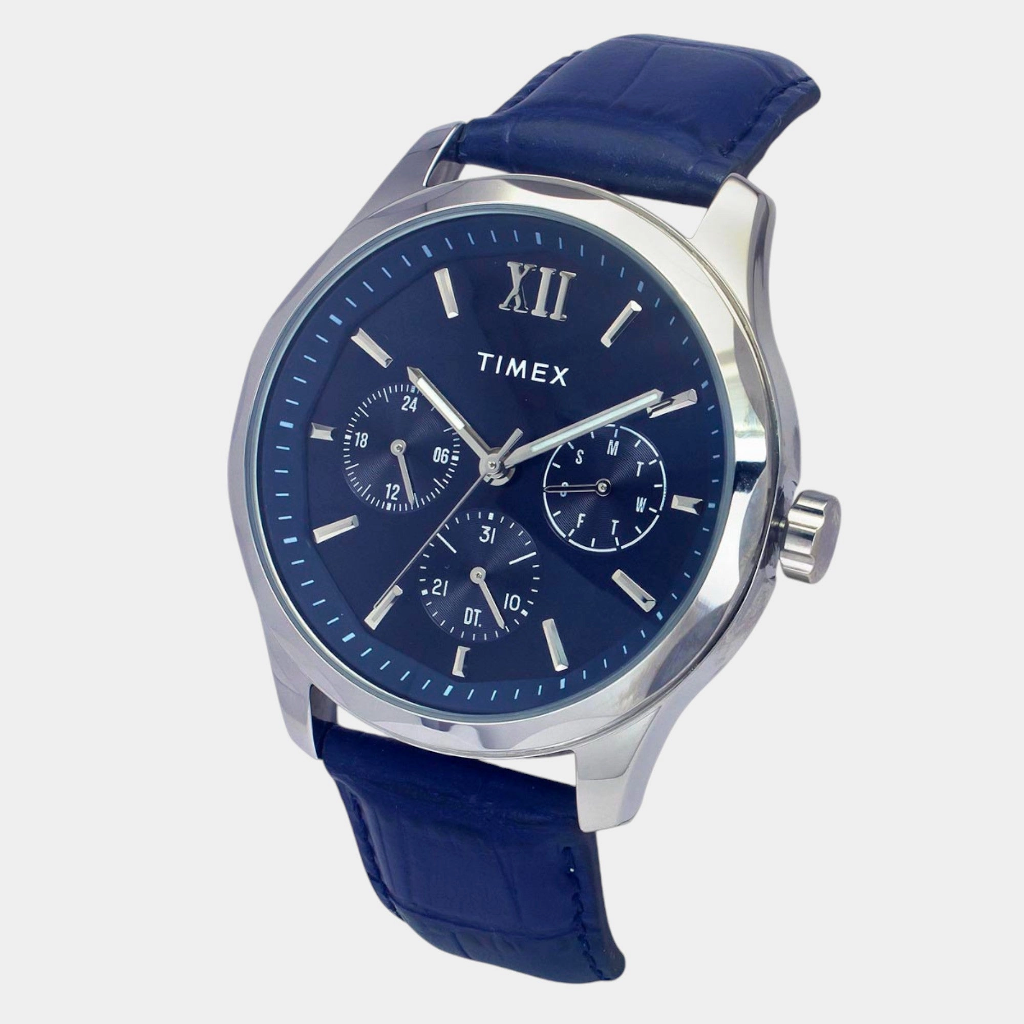 Men Quartz Blue Dial Multi-Function Leather Watch TW0TG7632