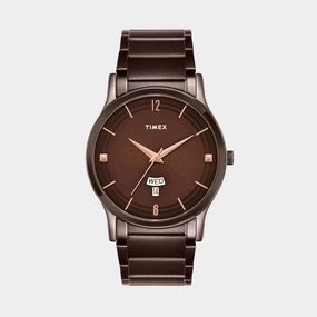 Men Quartz Brown Dial Analog Stainless Steel Watch TW000R461