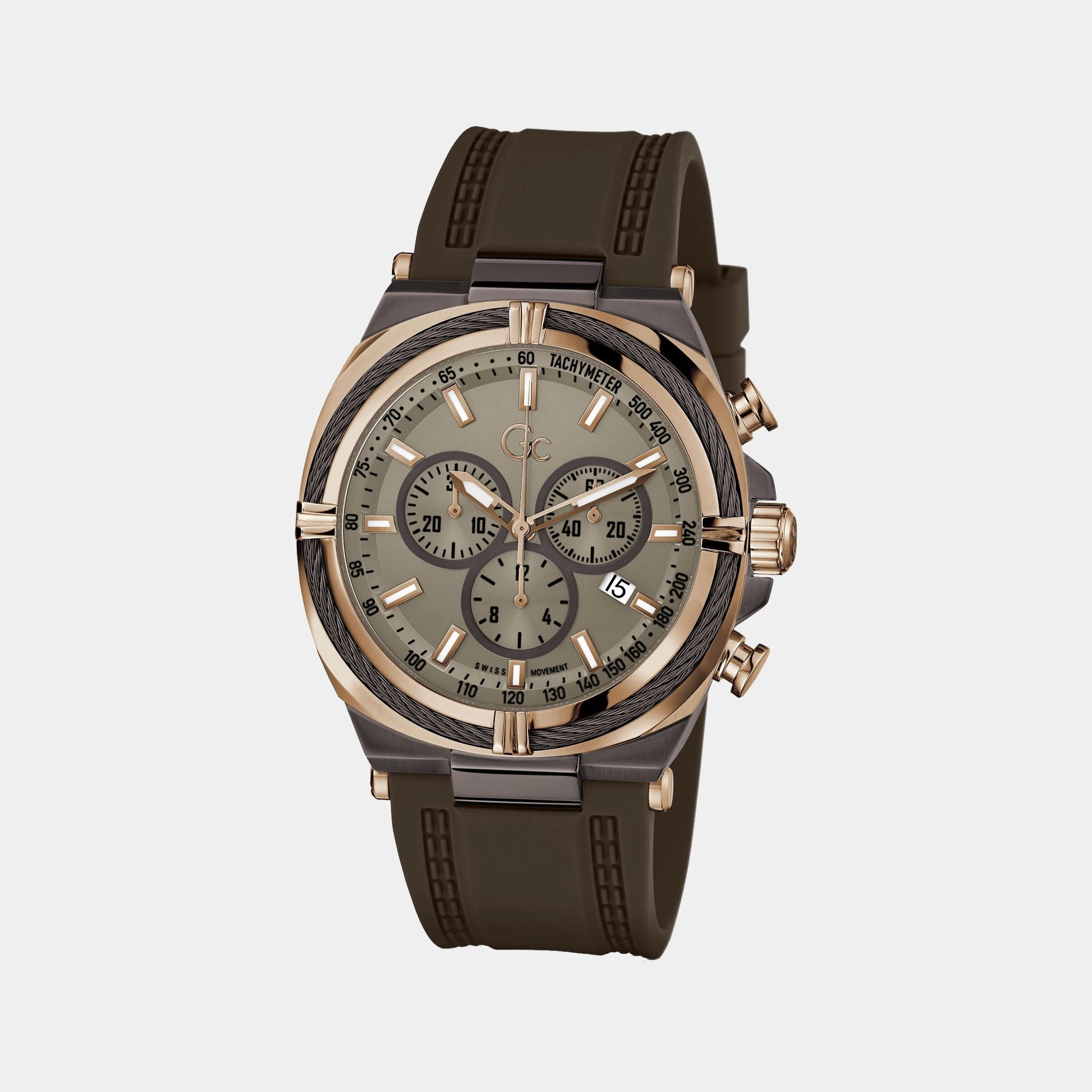 Men Quartz Brown Dial Chronograph Silicone Watch Z32004G1MF