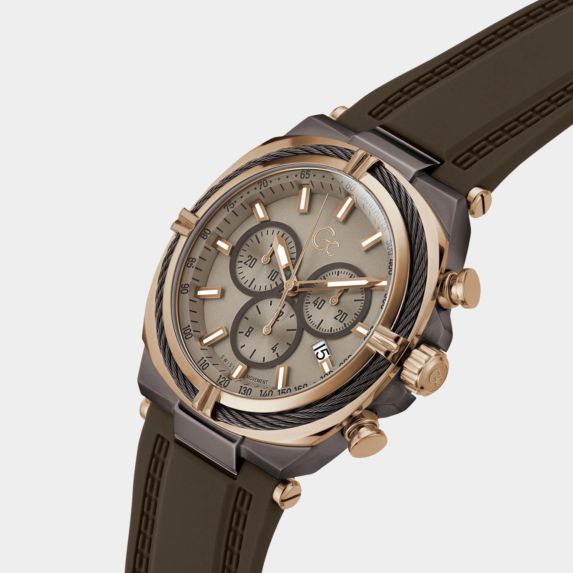 Men Quartz Brown Dial Chronograph Silicone Watch Z32004G1MF