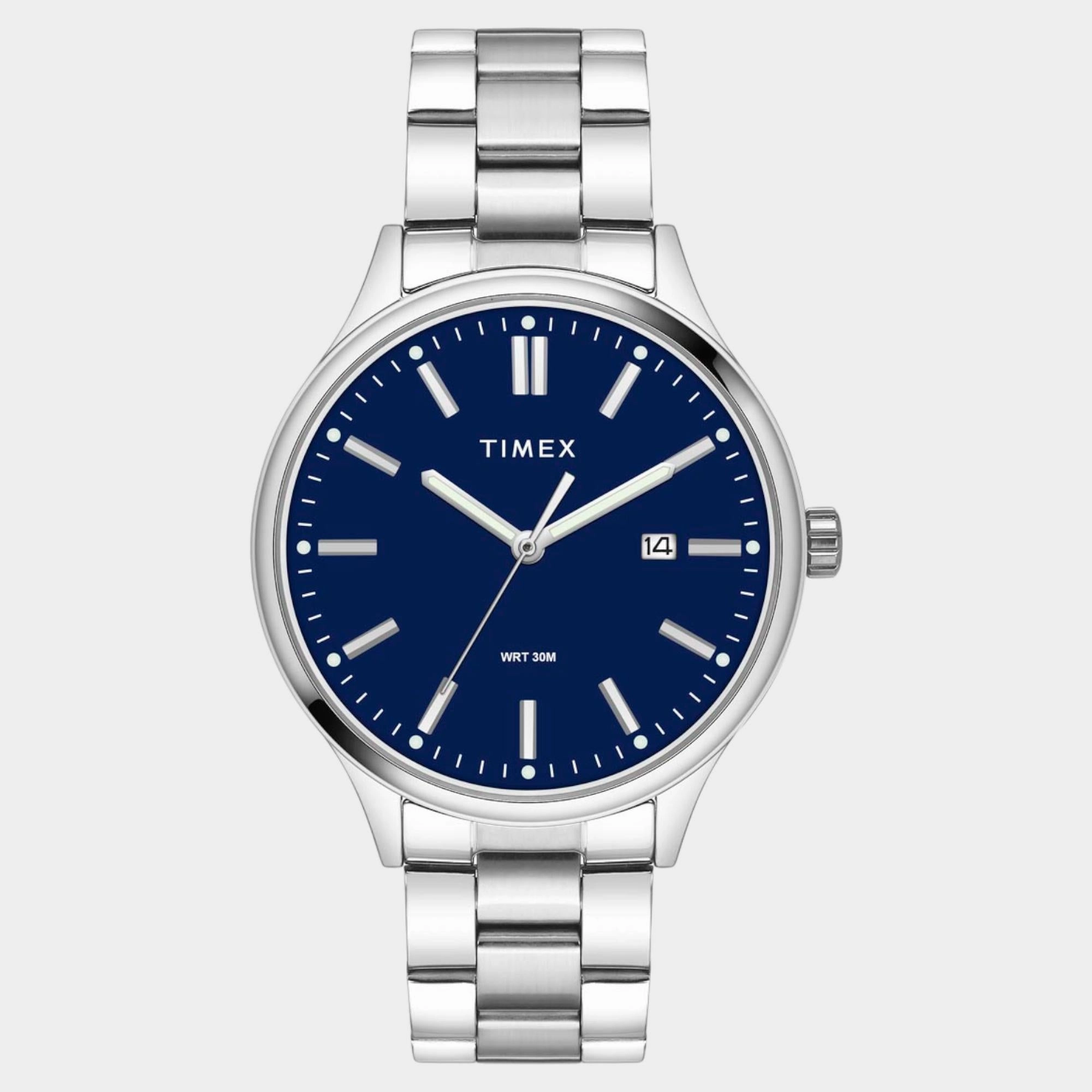 Men Quartz Dark Blue Dial Analog Stainless Steel Watch TWEG18429