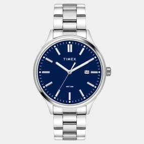Men Quartz Dark Blue Dial Analog Stainless Steel Watch TWEG18429