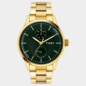 Men Quartz Green Dial Multi-Function Stainless Steel Watch TWEG19939