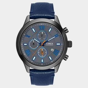 Men Quartz Grey Dial Chronograph Leather Watch TWEG18513