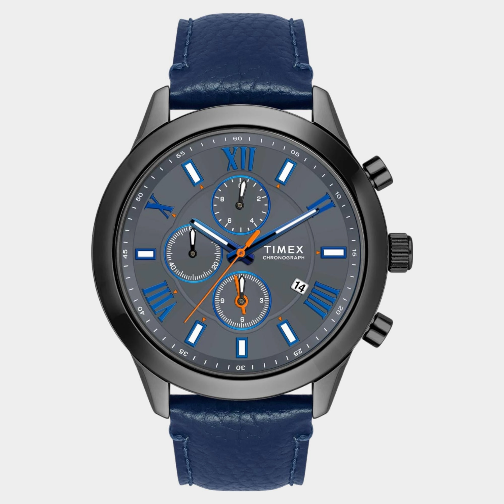 Men Quartz Grey Dial Chronograph Leather Watch TWEG18513