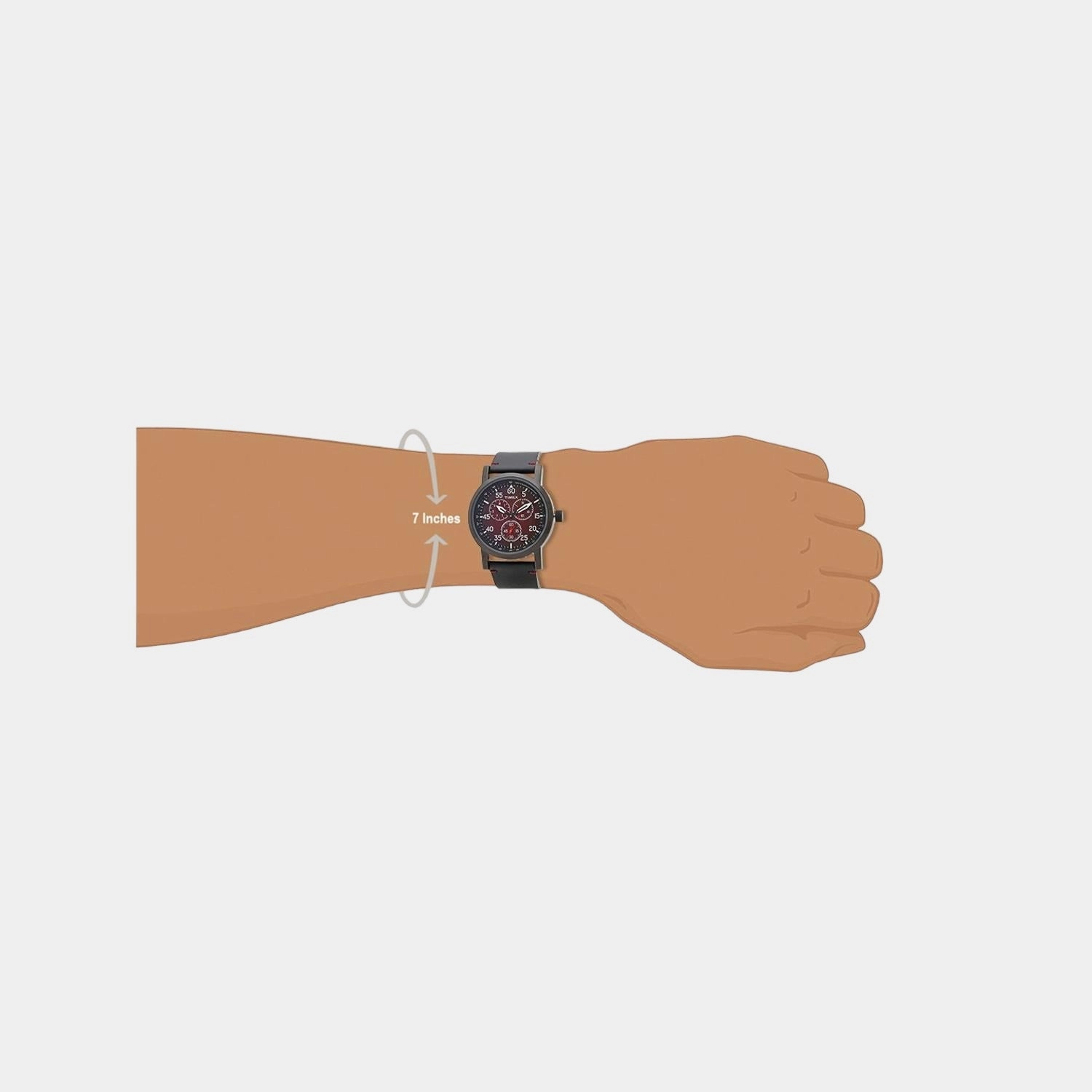 Men Quartz Red Dial Multi-Function Leather Watch TWEG16604