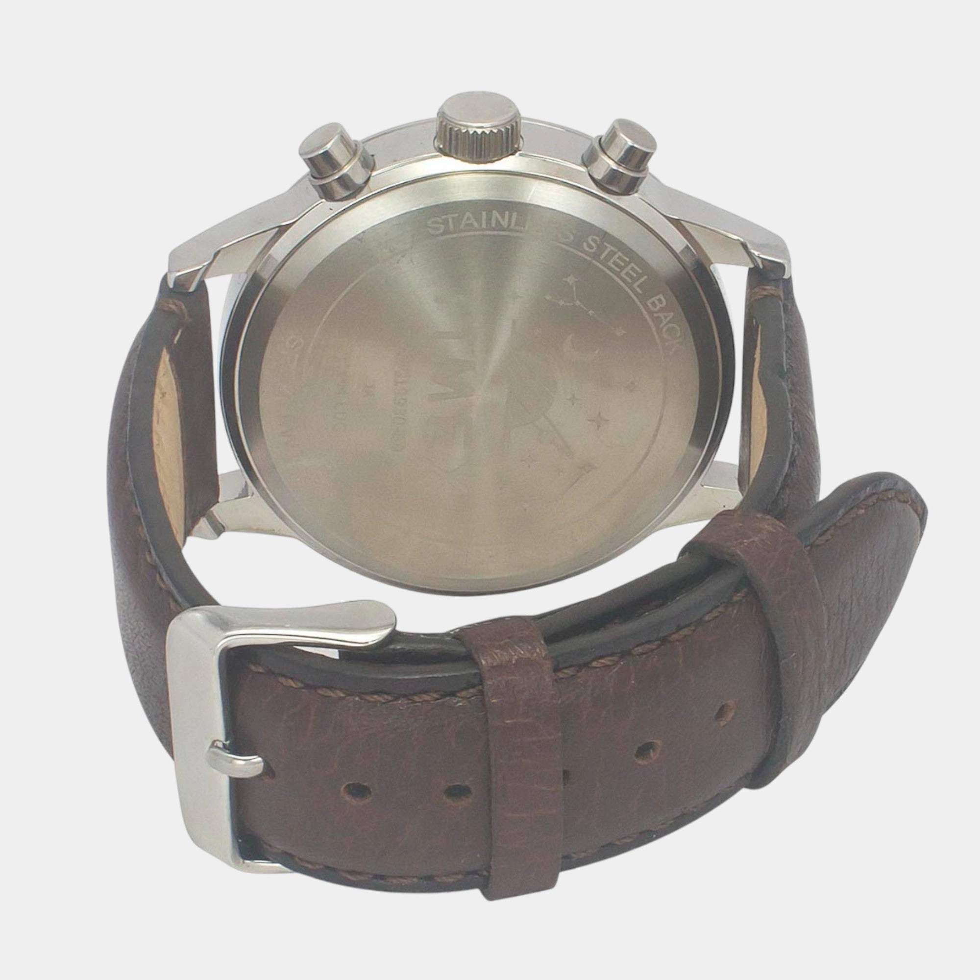 Men Quartz Salmon Dial Chronograph Leather Watch TWEG19930