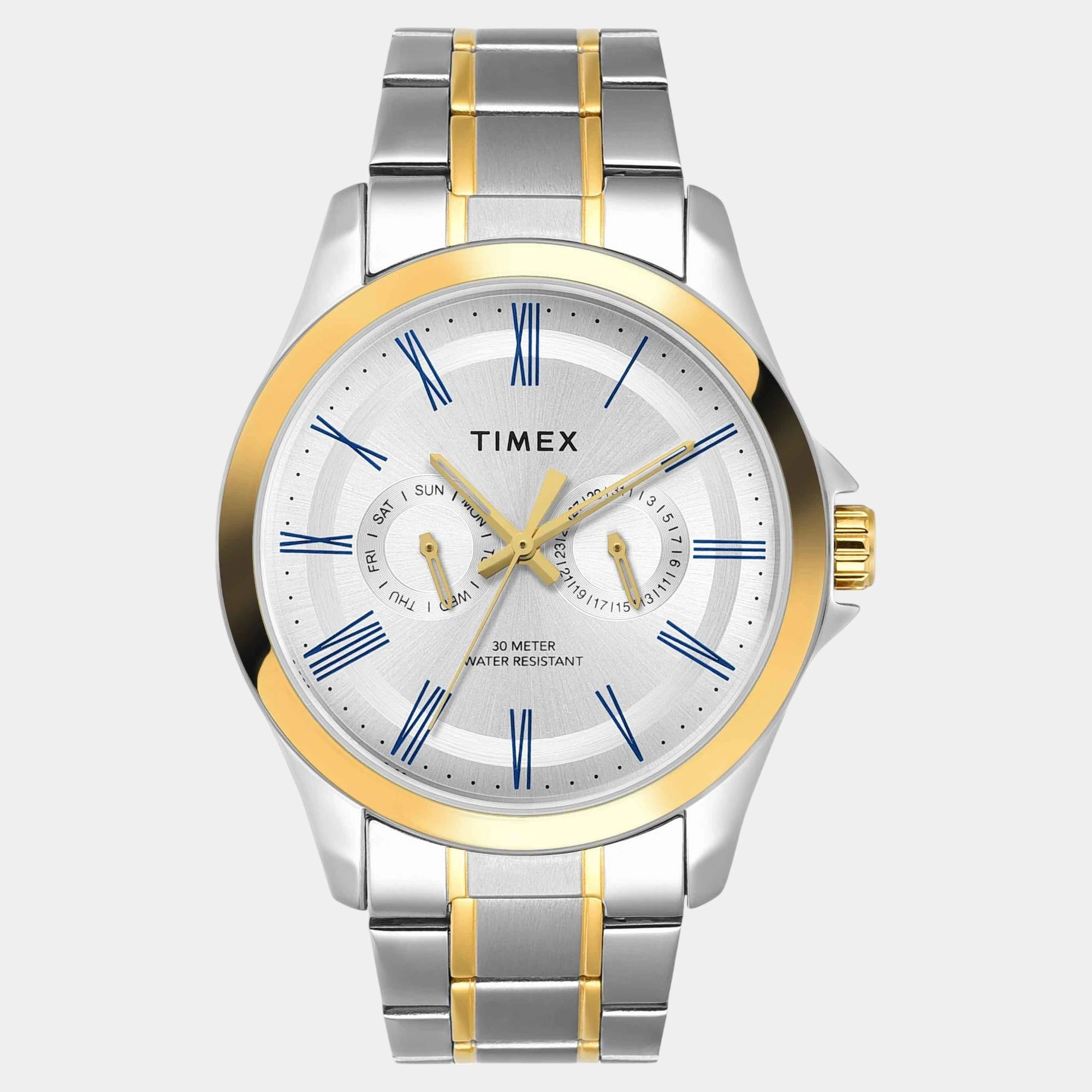 Men Quartz Silver Dial Analog Stainless Steel Watch TW000X134
