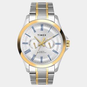 Men Quartz Silver Dial Analog Stainless Steel Watch TW000X134
