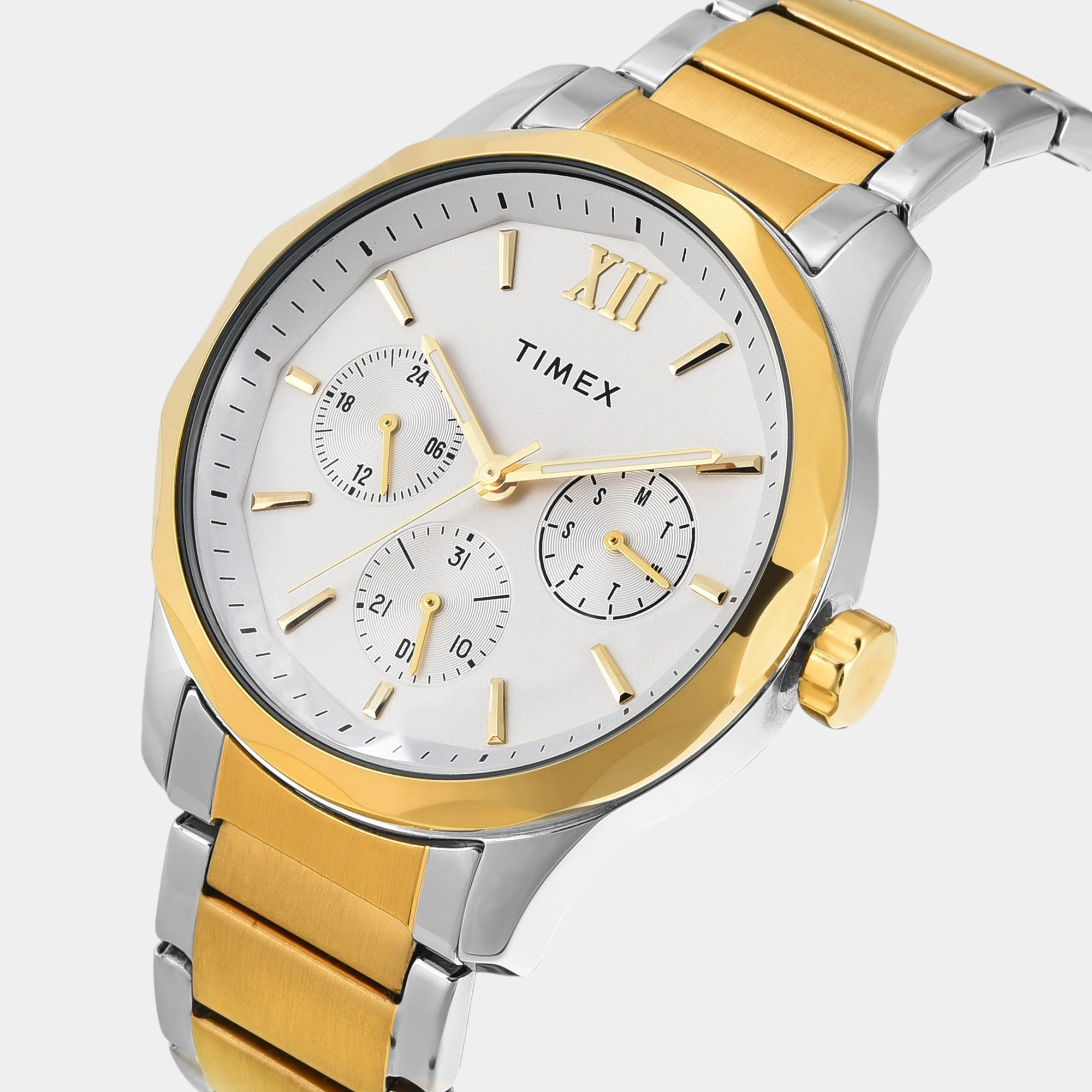 Men Quartz White Dial Multi-Function Stainless Steel Watch TW0TG7624