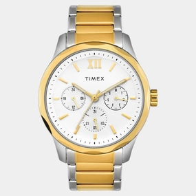 Men Quartz White Dial Multi-Function Stainless Steel Watch TW0TG7624