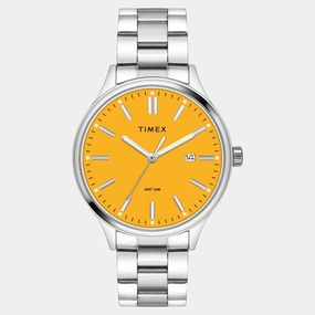 Men Quartz Yellow Dial Analog Stainless Steel Watch TWEG18428