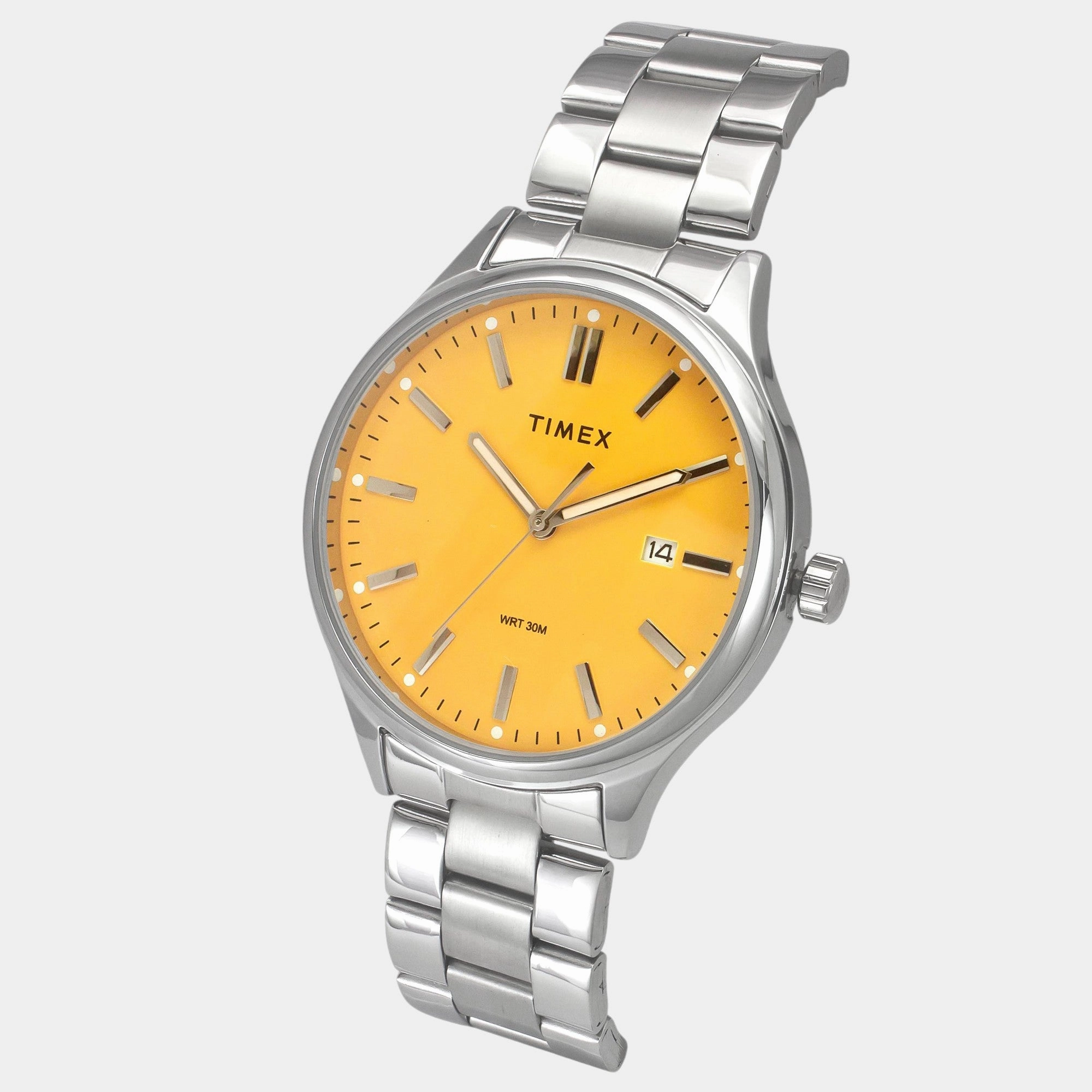 Men Quartz Yellow Dial Analog Stainless Steel Watch TWEG18428
