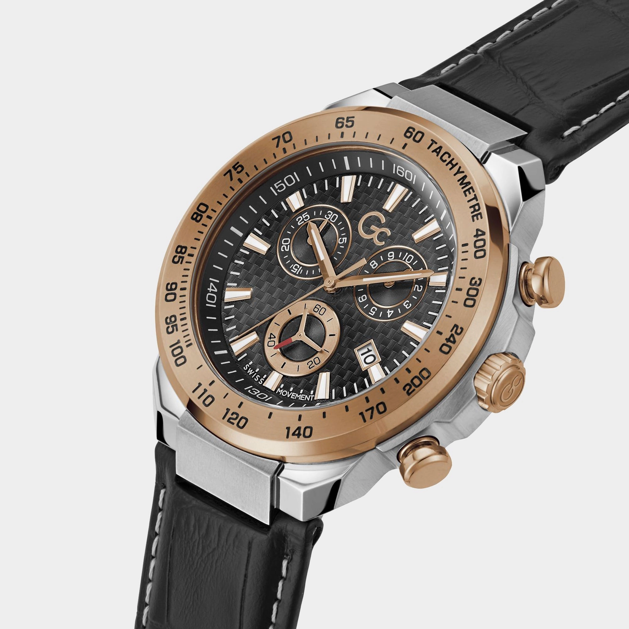 Men's Black Chronograph Genuine Leather Watch Z35003G4MF