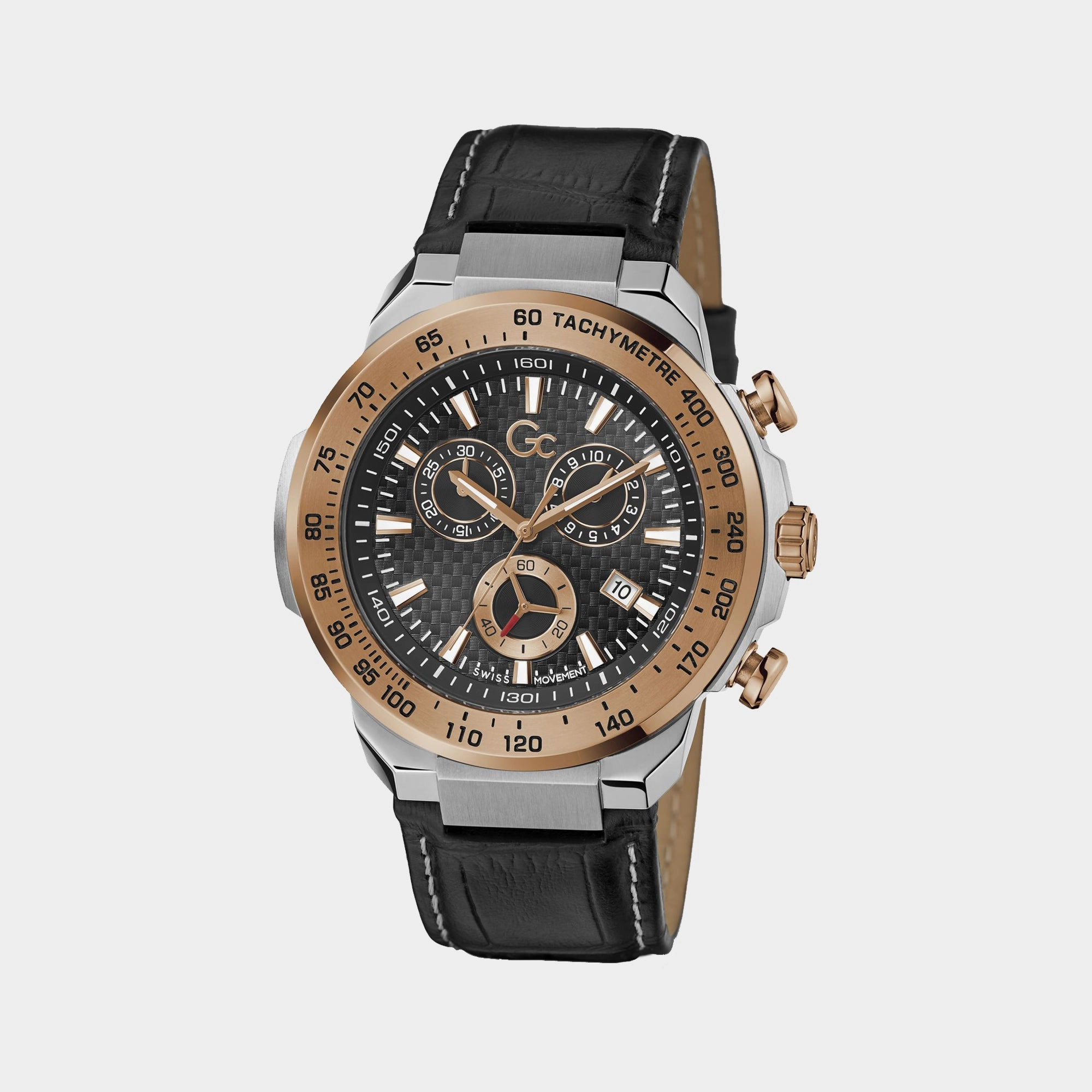 Men's Black Chronograph Genuine Leather Watch Z35003G4MF