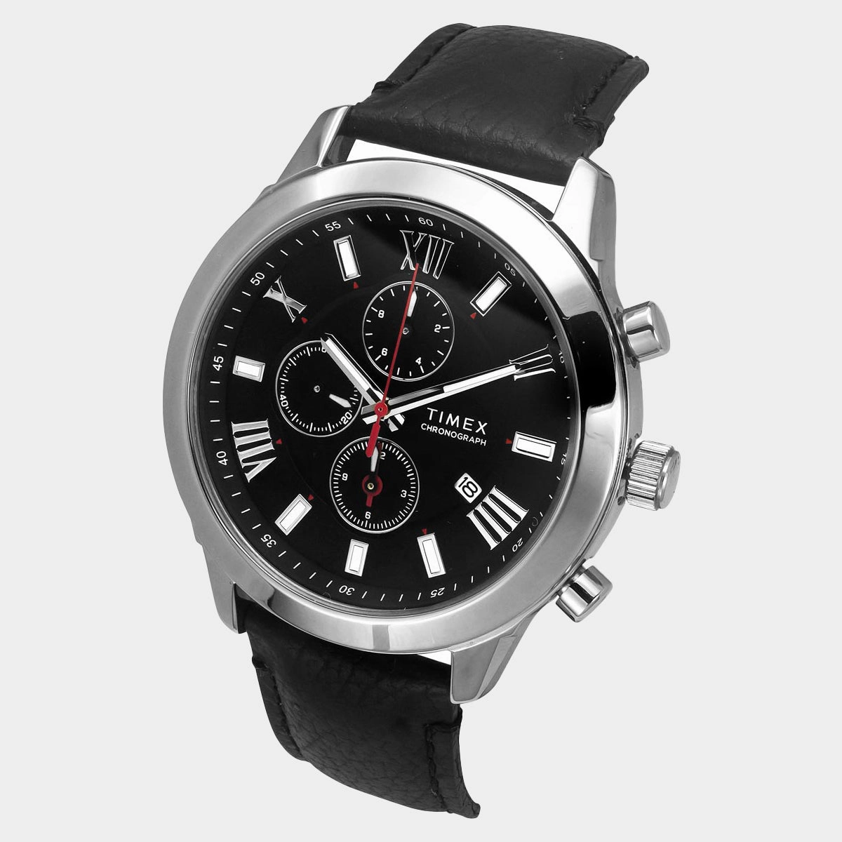 Men's Black Round Chronograph Leather Watch TWEG18509-EX