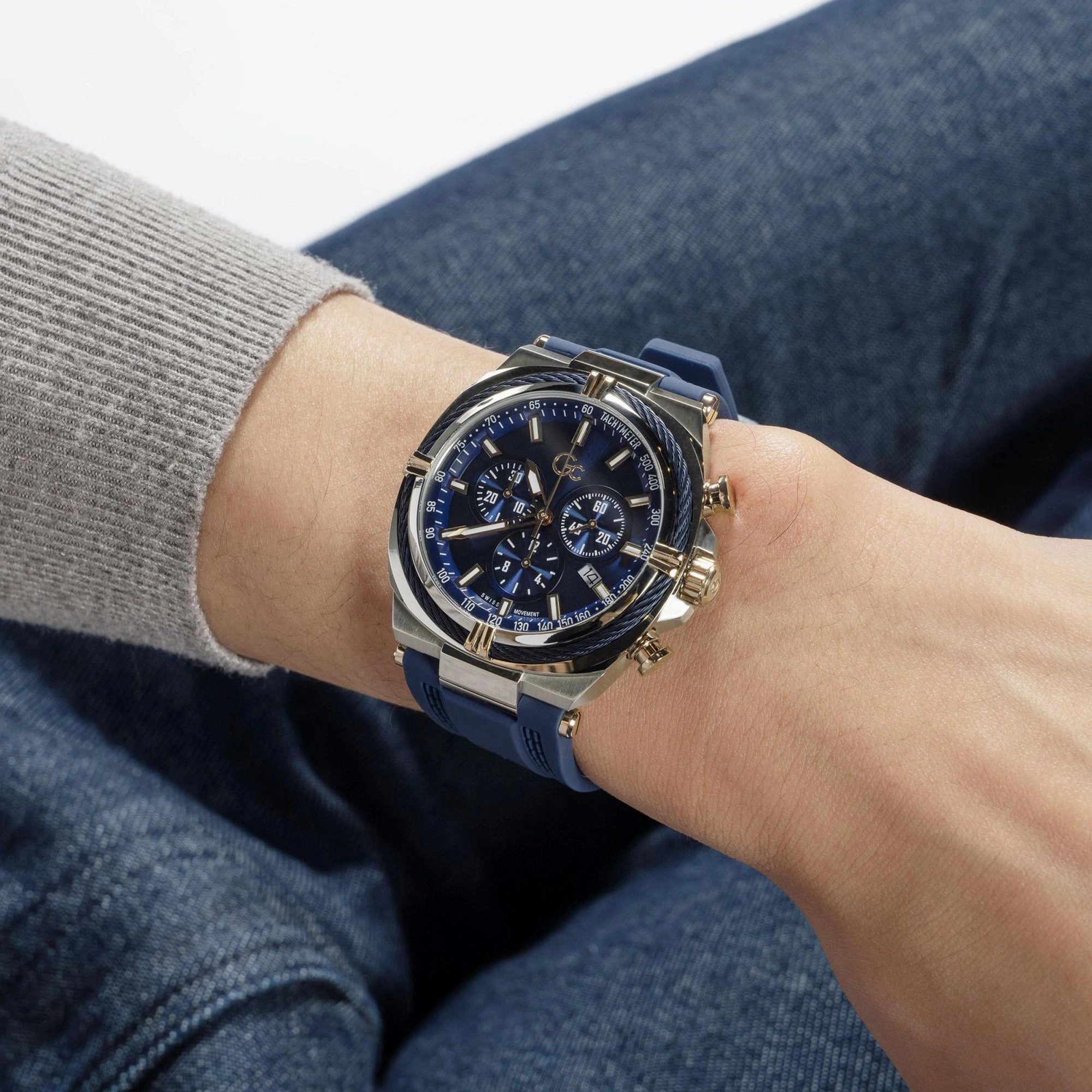 Men's Blue Chronograph Silicone Watch Z32003G7MF