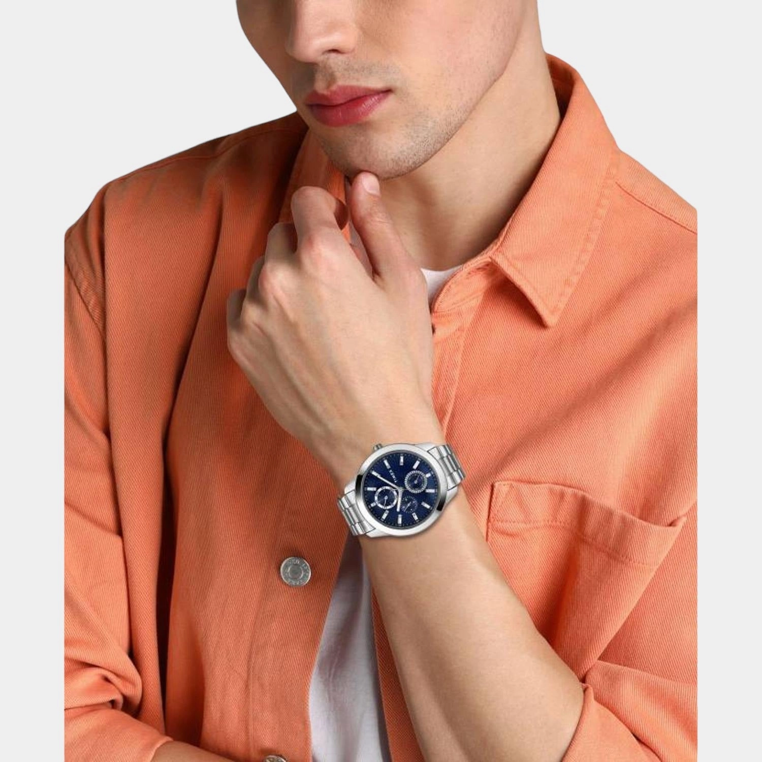 Men's Blue Dial Multi-Function Quartz Stainless Steel Watch TWEG18507