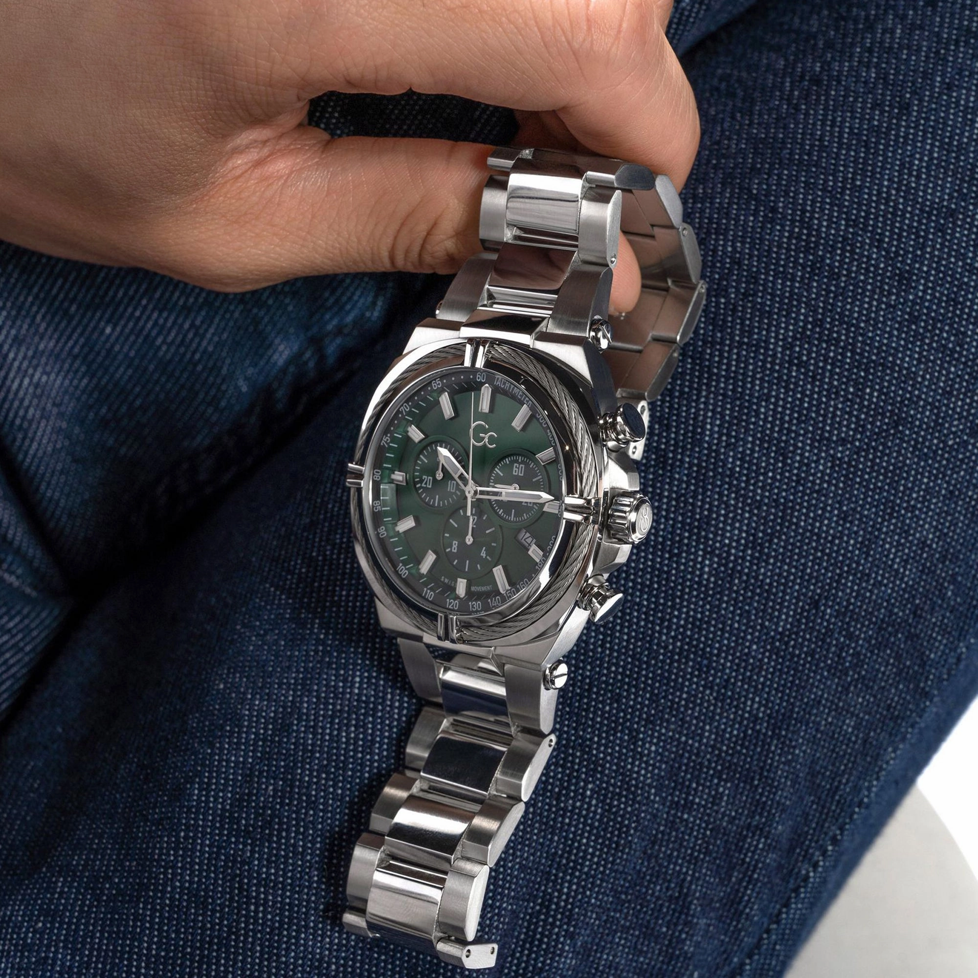 Men's Green Chronograph Stainless Steel Watch Z32002G9MF