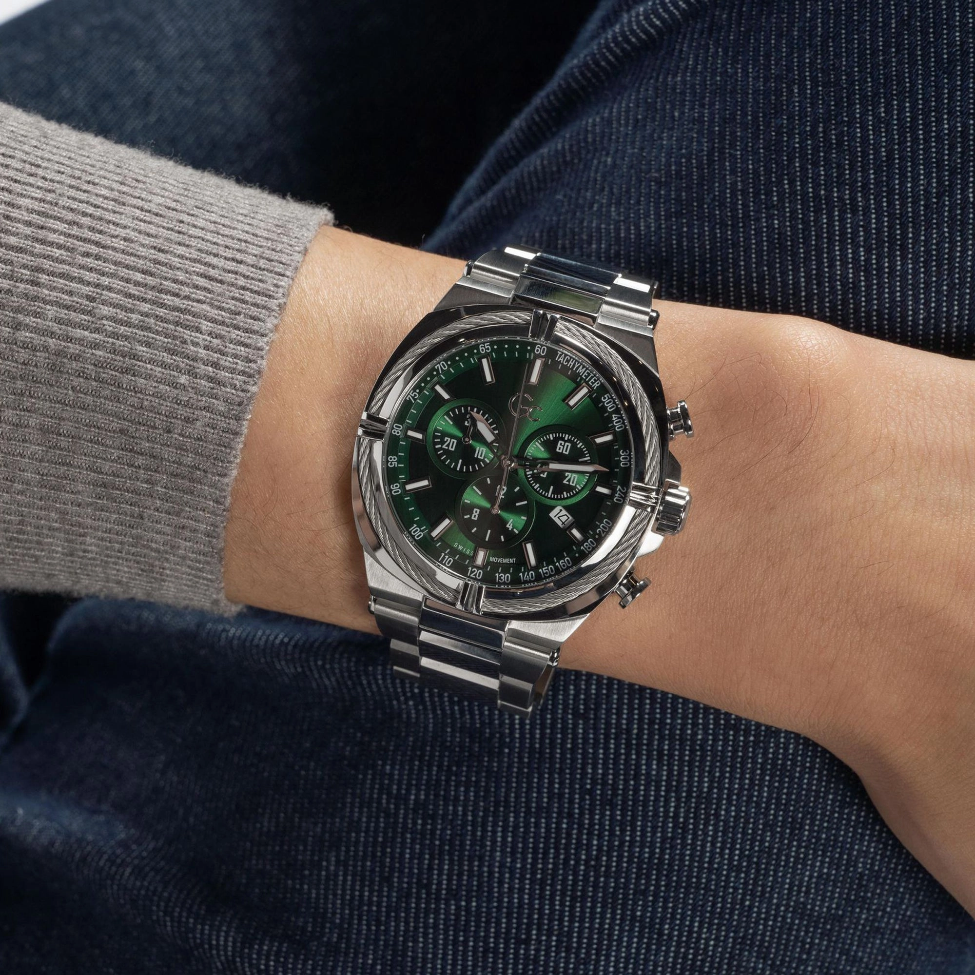 Men's Green Chronograph Stainless Steel Watch Z32002G9MF